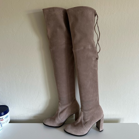 Stuart Weitzman Shoes - Stuart Weitzman Hiline over-the-knee boots, size
5.5, almond beige suede